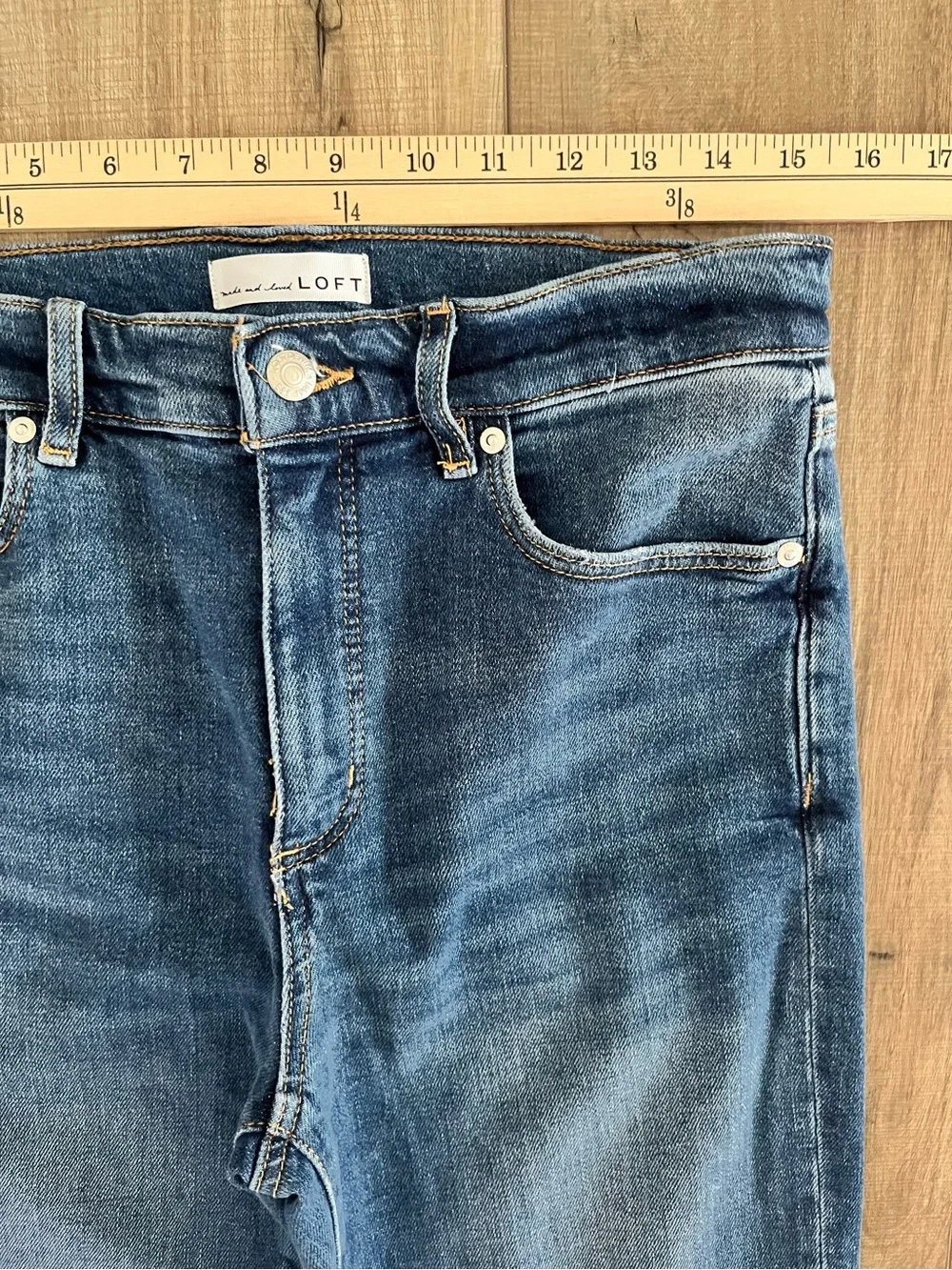 LOFT Bundle of 2 High Rise Kick Crop Denim Jeans Sz 28 - Picture 13 of 14